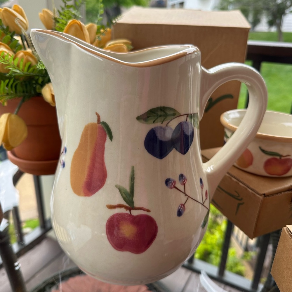 Longaberger Fruit Medley Pottery Pitcher